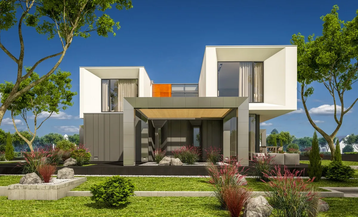 ideas-de-fachadas-de-casas-modernas-fotos-e-ideas-bonitas-casa-cubo-gris-blanco-istock